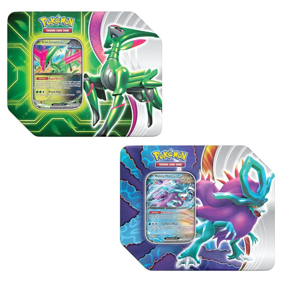 Pokemon Paradox Clash Tin (Set of 2: Walking Wake ex & Iron Leaves ex)